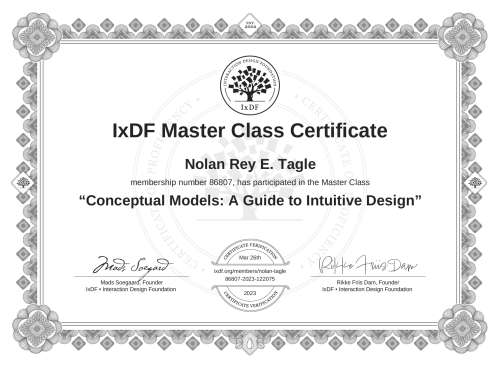 Conceptual Models: A Guide to Intuitive Design certificate
