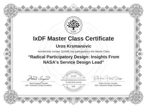 Radical Participatory Design: Insights From NASA’s Service Design Lead certificate