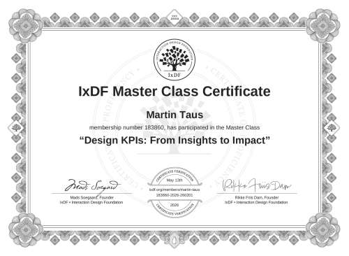Design KPIs: From Insights to Impact certificate