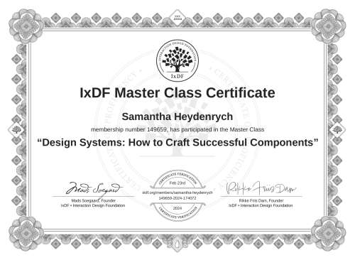 Design Systems: How to Craft Successful Components certificate