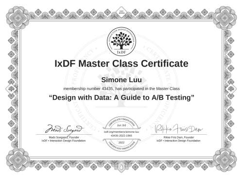 Design with Data: A Guide to A/B Testing certificate