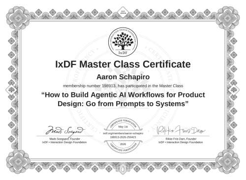 How to Build Agentic AI Workflows for Product Design: Go from Prompts to Systems certificate