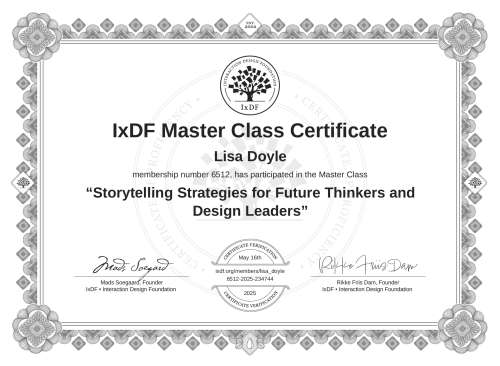 Storytelling Strategies for Future Thinkers and Design Leaders certificate