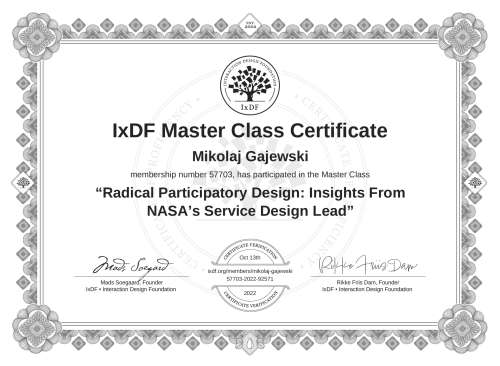 Radical Participatory Design: Insights From NASA’s Service Design Lead certificate
