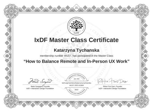 How to Balance Remote and In-Person UX Work certificate