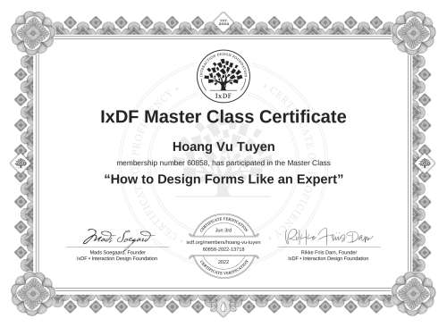 How to Design Forms Like an Expert certificate