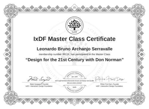Design for the 21st Century with Don Norman certificate