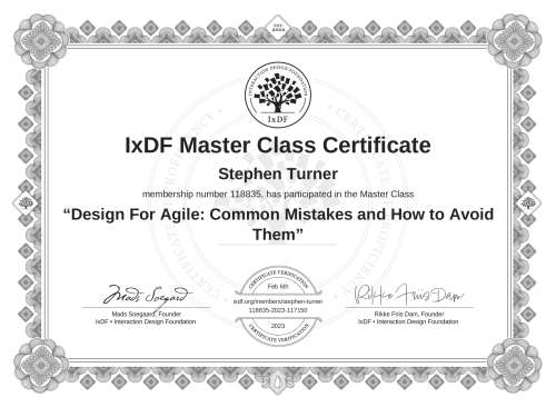 Design For Agile: Common Mistakes and How to Avoid Them certificate
