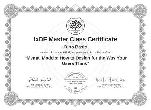 Mental Models: How to Design for the Way Your Users Think certificate