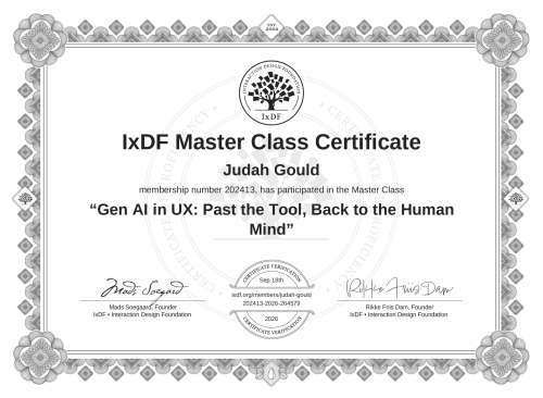Gen AI in UX: Past the Tool, Back to the Human Mind certificate