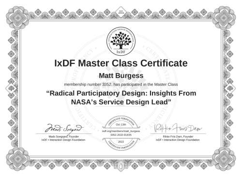 Radical Participatory Design: Insights From NASA’s Service Design Lead certificate