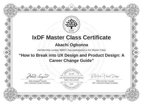 How to Break into UX Design and Product Design: A Career Change Guide certificate