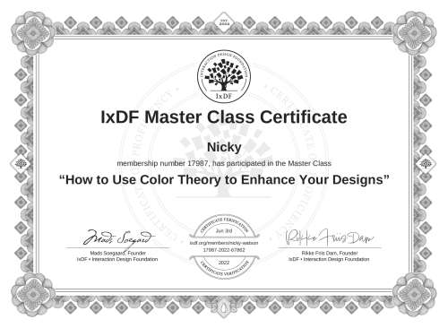How to Use Color Theory to Enhance Your Designs certificate