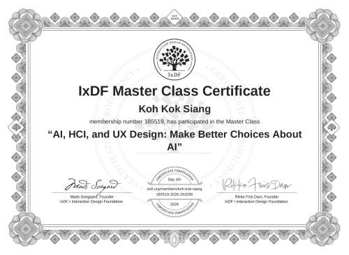 AI, HCI, and UX Design: Make Better Choices About AI certificate