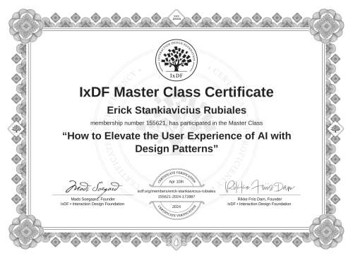 How to Elevate the User Experience of AI with Design Patterns certificate