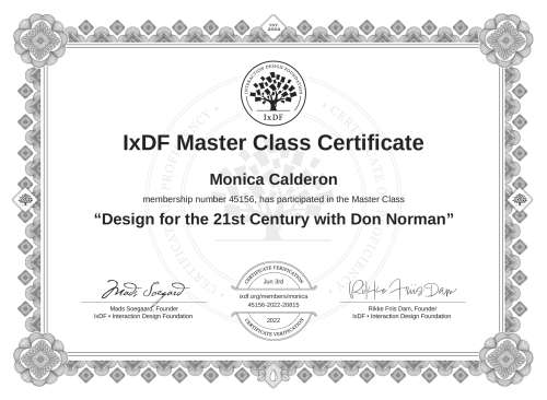 Design for the 21st Century with Don Norman certificate