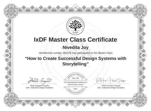 How to Create Successful Design Systems with Storytelling certificate