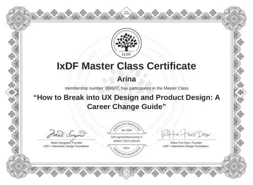 How to Break into UX Design and Product Design: A Career Change Guide certificate