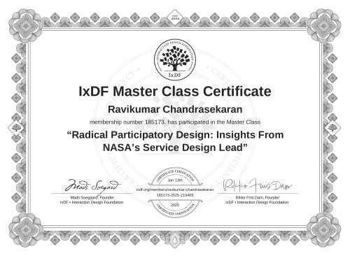 Radical Participatory Design: Insights From NASA’s Service Design Lead certificate