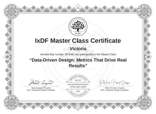 Data-Driven Design: Metrics That Drive Real Results certificate