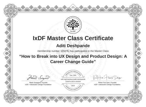 How to Break into UX Design and Product Design: A Career Change Guide certificate