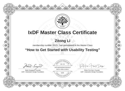 How to Get Started with Usability Testing certificate