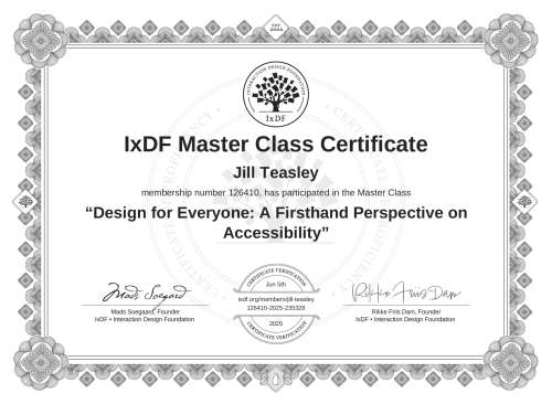 Design for Everyone: A Firsthand Perspective on Accessibility certificate