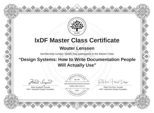 Design Systems: How to Write Documentation People Will Actually Use certificate