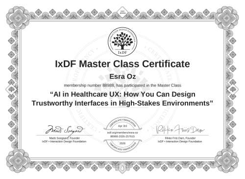 AI in Healthcare UX: How You Can Design Trustworthy Interfaces in High-Stakes Environments certificate