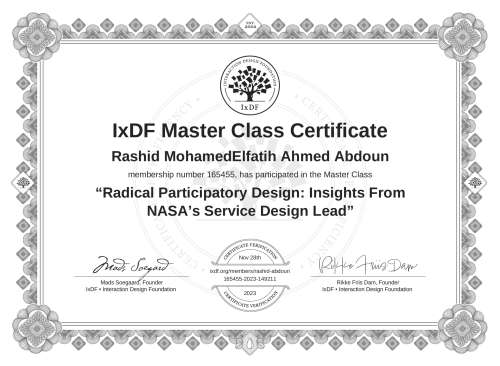 Radical Participatory Design: Insights From NASA’s Service Design Lead certificate