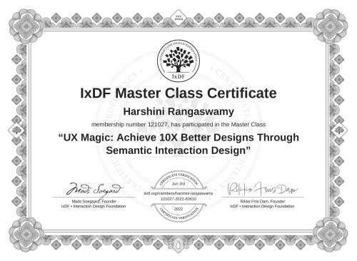 UX Magic: Achieve 10X Better Designs Through Semantic Interaction Design certificate