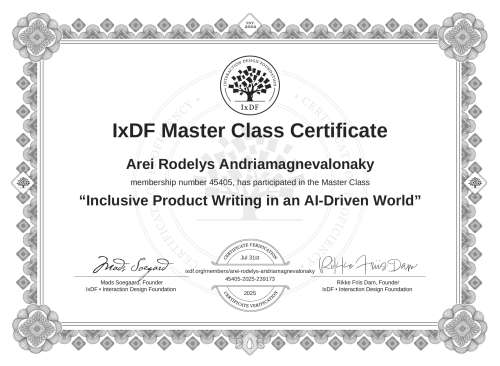 Inclusive Product Writing in an AI-Driven World certificate