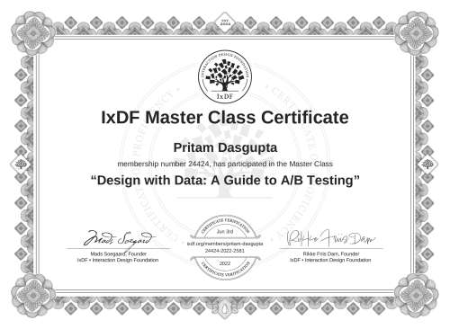 Design with Data: A Guide to A/B Testing certificate