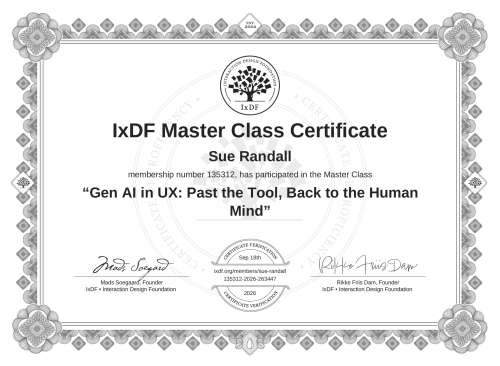 Gen AI in UX: Past the Tool, Back to the Human Mind certificate