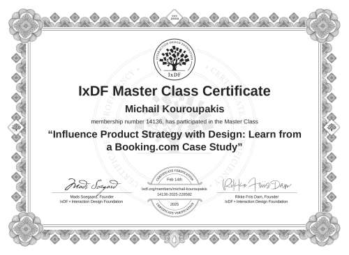 Influence Product Strategy with Design: Learn from a Booking.com Case Study certificate