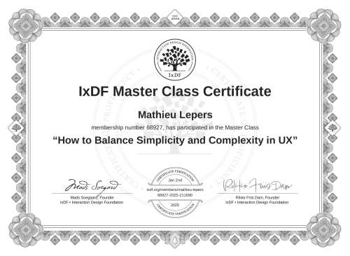 How to Balance Simplicity and Complexity in UX certificate