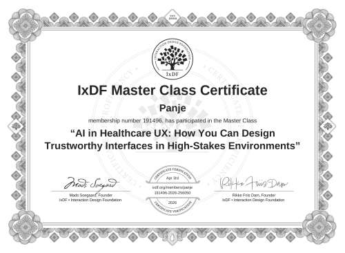 AI in Healthcare UX: How You Can Design Trustworthy Interfaces in High-Stakes Environments certificate