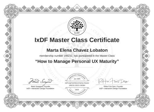 How to Manage Personal UX Maturity certificate
