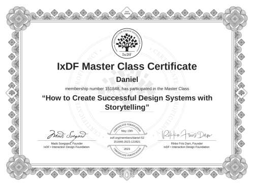 How to Create Successful Design Systems with Storytelling certificate