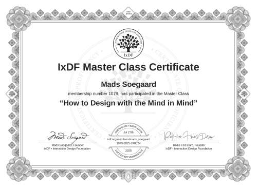 How to Design with the Mind in Mind certificate