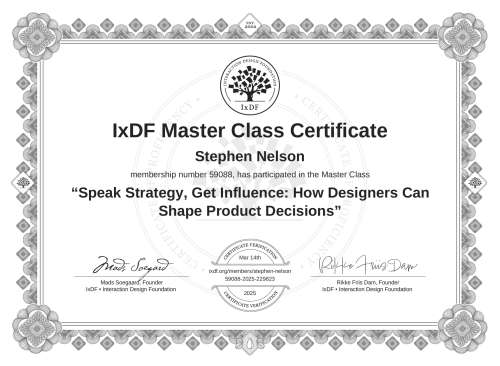 Speak Strategy, Get Influence: How Designers Can Shape Product Decisions certificate