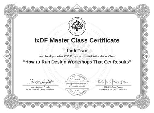 How to Run Design Workshops That Get Results certificate