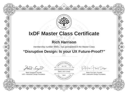 Disruptive Design: Is your UX Future-Proof? certificate