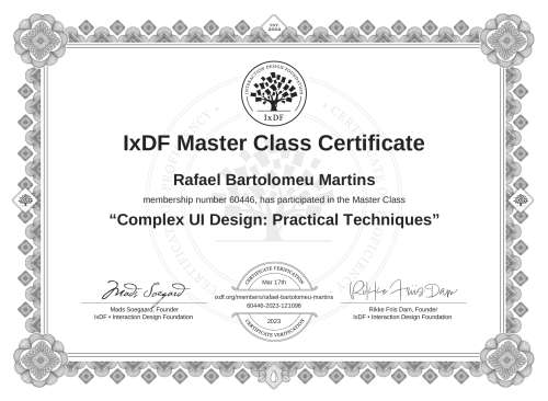 Complex UI Design: Practical Techniques certificate