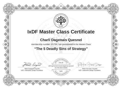 The 5 Deadly Sins of Strategy certificate