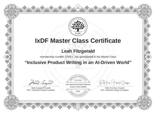 Inclusive Product Writing in an AI-Driven World certificate