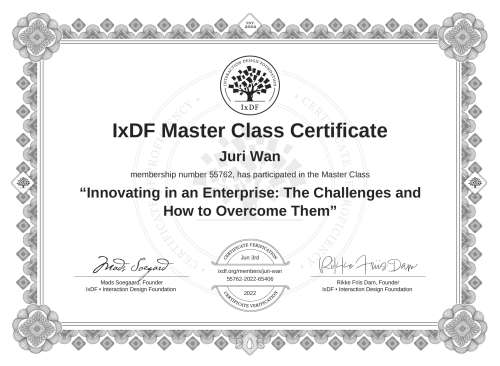 Innovating in an Enterprise: The Challenges and How to Overcome Them certificate