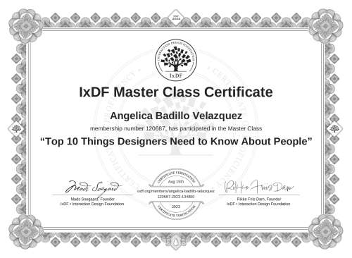 Top 10 Things Designers Need to Know About People certificate