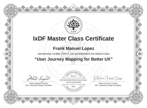 User Journey Mapping for Better UX certificate