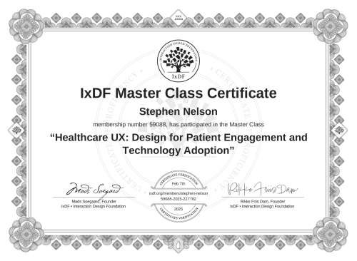 Healthcare UX: Design for Patient Engagement and Technology Adoption certificate